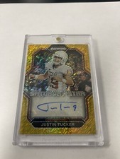 JUSTIN TUCKER 23 PRIZM DRAFT PICKS SATURDAY STAR AUTO GOLD Shimmer Jersey Match