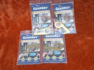 Germ Key Solid Brass Antimicrobial Touch Tool - LOT of 4 New GermKeys - USA Made - Picture 1 of 2