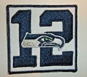 Seattle Seahawks FAN "12" bestickter PATCH ~ 2" x 2" ~ zum Aufbügeln ~ NFL ~ Versand KOSTENLOS - Bild 1 von 2