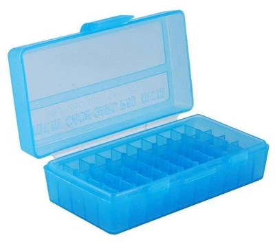 MTM Case-Gard Flip Top Handgun Ammunition Ammo Storage Box 50 Round P50-9M Blue