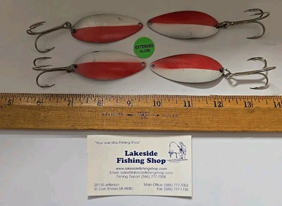 LOT OF 4 UNBRANDED 2.5" WALLEYE SPOONS FISHING CASTING LURES EXTENDED GLOW - Image 1 of 3
