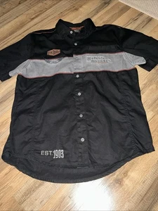 Harley Davidson Herren Gr. L Hemd Kurzarm SYN3 bestickt Patch schwarz grau - Bild 1 von 18