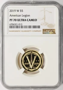 2019-W American Legion Gold Commemorative $5 NGC PF70 Ultra Cameo - Picture 1 of 4