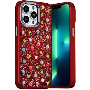 For iPhone 13 Pro Max 6.7 inch Case Bling Diamond Tiny Roses Glitter Phone Cover - Picture 1 of 3