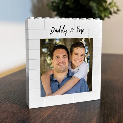 RED OCEAN Personalised Daddy & Me Brick Photo Block Gift for Daddy Building Block Puzzle