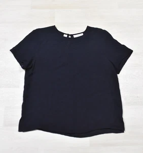 Camiseta Top Valerie Stevens Petites Años 90 Seda Pura Mujer 10P Azul Marino Texturizada De Colección - Imagen 1 de 3