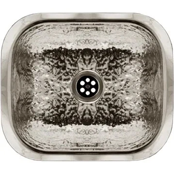 Fregadero rectangular de entretenimiento/preparación con un pulido martillado manchado Foto 1 de 2