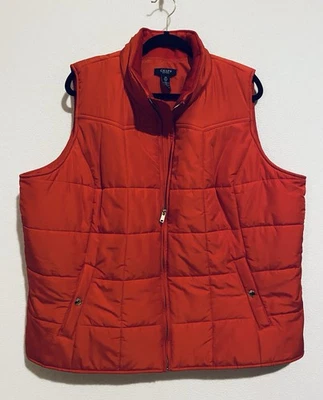Chaps Puffer Vest Womens 3X Bright Red Zip Up Western Snap Pockets Outdoor - Image 1 of 4