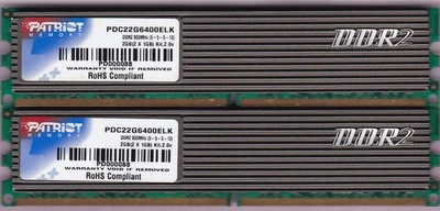 2GB 2x1GB PC2-6400 DDR2-800 PATRIOT PDC22G6400ELK PD000088 2.0V PERFORMANCE KIT - Image 1 of 2