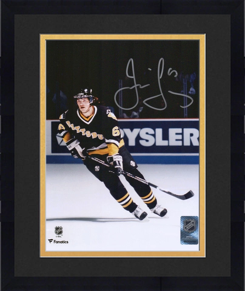 Foto de patinaje jersey negro 8x10 firmada por Jaromir Jagr Pittsburgh Penguins enmarcada Foto 1 de 1