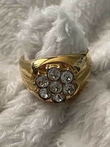Vintage 14KT GE Solitär Zirkonia Blume goldfarben Ringgröße 11,5 - Bild 1 von 6