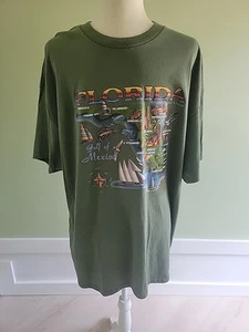 Camiseta FLORIDA Mapa Sobre Fondo Verde XL - Imagen 1 de 7