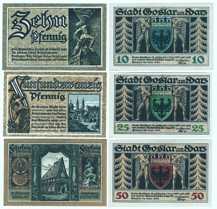 🍀GOSLAR 1920: "Das Goslaer Dukatenmännchen", Notgeld-SERIE - Bild 1 von 1