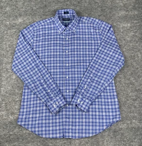 Peter Millar Shirt Mens L Summer Chambray Blue Plaid Long Sleeve Button Down - Picture 1 of 5