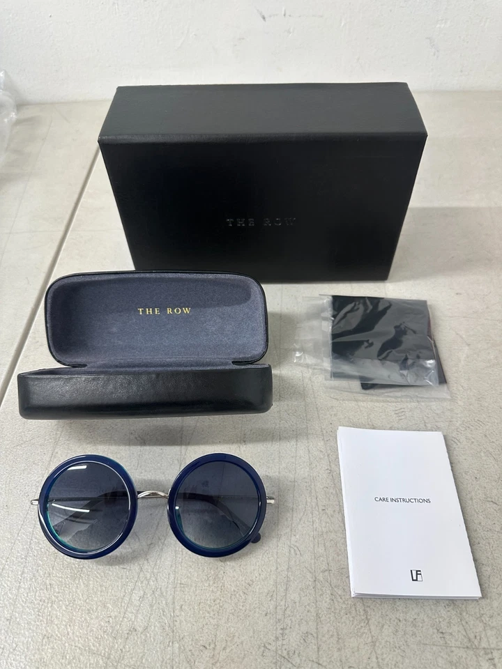 Gafas de sol circulares The Row x Linda Farrow Row/8/24 marco azul/plateado - NWD Foto 1 de 4