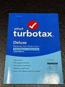 Intuit Turbotax Deluxe 2022 Federal and State Tax Software New Sealed - Picture 1 of 9