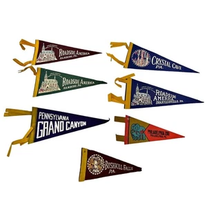 Pennant Pennsylvania vintage anni 50 60 Roadside Bushkill Philly Zoo Crystal Cave Canyon - Foto 1 di 4
