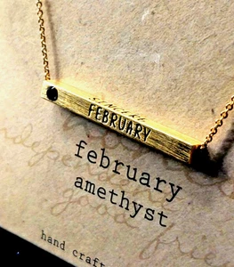 Shine by GiftCraft Messing Geburtsstein 18" Halskette mit 3 wichtigen Persönlichkeitsmerkmalen ~FEB - Bild 1 von 9