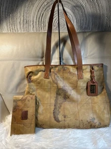 Alviero Martini Tote Bag And Wallet 1a Classe Geo Classic Large Shopping 17x12! - Picture 1 of 24