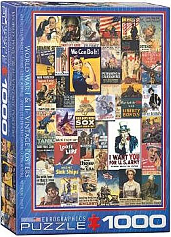 World War 1 & 11 Vintage Posters 1000 piece jigsaw puzzle 680mm x 490mm (pz) - Image 1 of 1