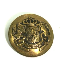 ESCUDO DE ARMAS ANTIGUO DE LATÓN BOTÓN CON LEMA - Imagen 1 de 9