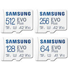 SAMSUNG EVO PLUS A2 C10 micro SD SDHC SDXC CARD 512GB 256GB 128GB 64GB 130MB LOT