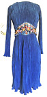 Robe crêpe vintage années 80 4 paillettes guêpe ceinture bleue manches longues fête cocktail formel