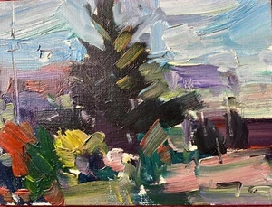 JOSE TRUJILLO Oil Painting IMPRESSIONISM ORIGINAL W/COA “Pine Tree Forest” 6 X 8 - Picture 1 of 4