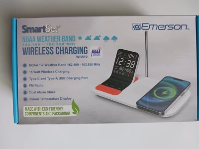 Emerson SmartSet Weather Band Dual Alarm Clock Radio, 15W Wireless  Charging - Image 1 of 3