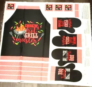 Smokin Hot Grill Kochschürze und Handschuhe Baumwolle Quilten Stoff Panel - Bild 1 von 8