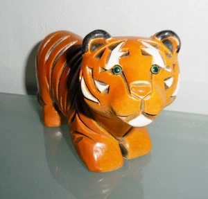 VINTAGE ART POTTERY FIGURINE TIGER FIGURINE ARTESANIA RINCONADA - Picture 1 of 6