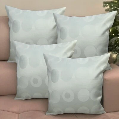 SET OF 4 FILLED CUSHIONS Cream Circle Elegant Design 16x16"/40x40cm Sofa Decor - Image 1 of 4