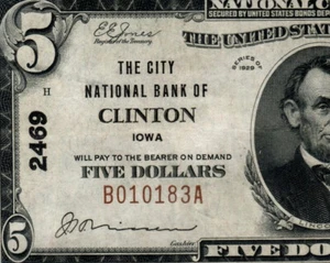 1929 $5 National Bank Note Clinton IOWA PCGS 40 Type 1 Charter # 2469 (GE) - Picture 1 of 4
