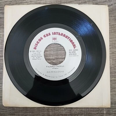 Julio Iglesias Parjaro Chogui/Amantes 7" 45 RPM CBS INTERNATIONAL DIS-50003 1980 - Image 1 of 3