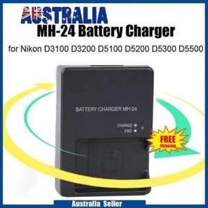 Camera Battery Charger MH-24 For Nikon D3100 D3200 D5100 D5200 D5500 & AU Cable - Picture 1 of 12