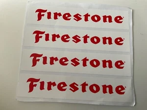 4x FIRESTONE Aufkleber rot auf weiß Größe 140mm x 28mm Scalextric, Carrera, Hot Rod - Bild 1 von 3
