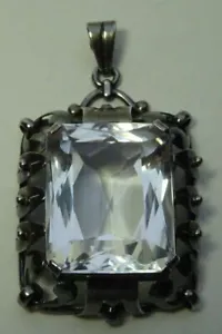 Alter Jugendstil Anhänger Silber Bergkristal Floral Topas Pendant 3x5cm Nr.200 - Bild 1 von 4