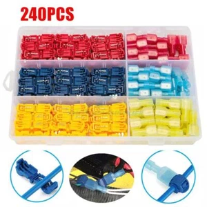 240Pcs Quick Splice T-Tap Insulated Crimp Terminals Kit Spade Wire Connectors US - Picture 1 of 7