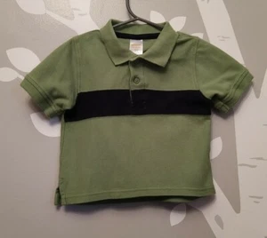 Gymboree Toddler Boy 18-24 mth Green w/navy blue stripe Short Sleeve Polo Shirt - Picture 1 of 2