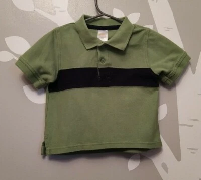 Camisa Polo Gymboree Niño Pequeño Niño 18-24 meses Verde con Rayas Azul Marino Manga Corta Foto 1 de 2