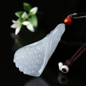 Natural Grade A Jade Jadeite Lucky Gift Bless Magnolia Flower Pendant - Picture 1 of 6