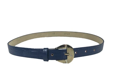 Mujer Cinturón XS Azul De Colección Estampado de Cocodrilo Pantalón Pantalones Vestido Fino Dorado Hebilla Damas Foto 1 de 4