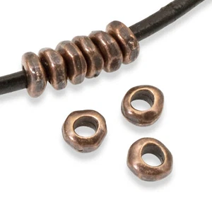 20 Kupfer 5 mm Nugget Zwischenperlen + 2 mm Loch zum Leder Basteln - Bild 1 von 8