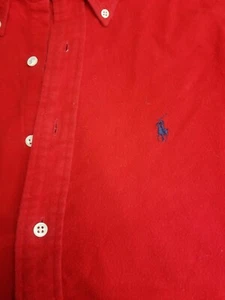Vintage Ralph Lauren Red Flannel Long Sleeve Brushed Button Shirt Shirt XL O17 - Picture 1 of 8