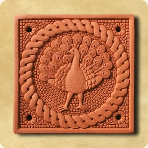 Peacock Decorative Terracotta Wall Tile - Made in England - Picture 1 of 1