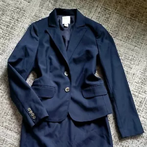 Neu ohne Etikett J. Crew Nadelstreifen Marineblau maßgeschneidert Wolle Business Büro Mantel Blazer Größe 4 - Bild 1 von 9