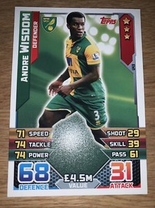 Andre Wisdom Norwich City Match Attax 2015/16 Football Card