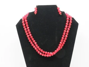 Vintage rote Bettkette Kostüm Schmuck und Ohrringe Set - Bild 1 von 4