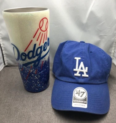 LOS ANGELES DODGERS HAT AND LARGE TUMBLER ACRYLIC/STAINLESS STEEL -Personalized - Image 1 of 4