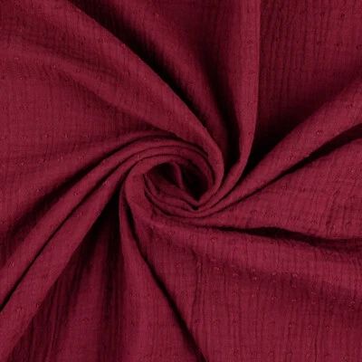 Stoff Baumwolle Musselin bordeaux Noppen Double Gauze Gaze Windeltuch Spucktuch - Bild 1 von 3